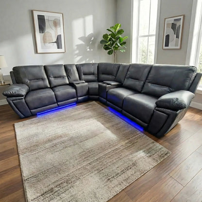 Sara Leather Electric Recliner Corner Sofa Grey () LTD