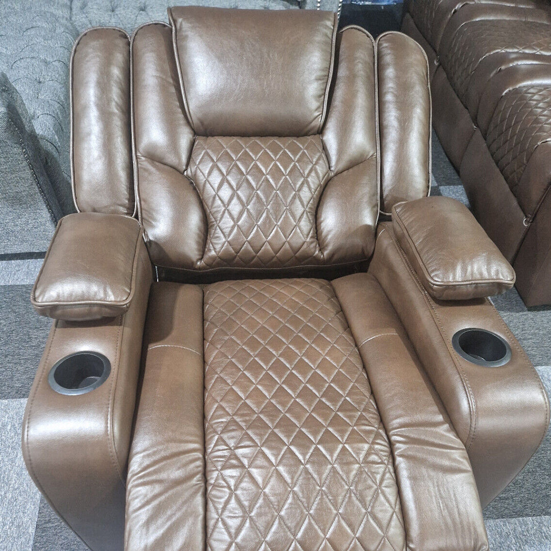 Orlando Electric Recliners Leather Arm Chair (Black, Grey,Brown) /LED LIGHTS/USB PORTS