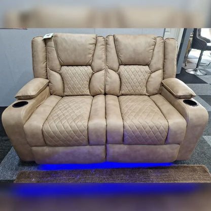 Orlando Electric Recliners 3+2 Seater Leather Sofa (Black, Grey) /LED LIGHTS/WIRELESS CHARGER