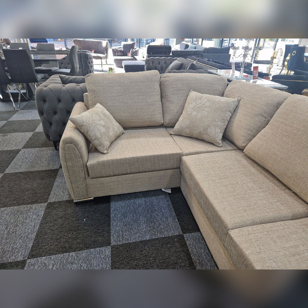 Paris Floral Beige 4 Seater Corner Sofa - Envogue Furniture