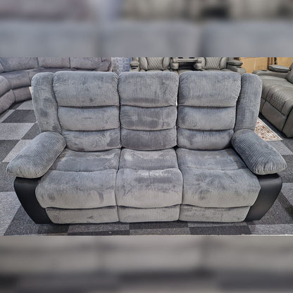 Rio Jumbo cord 3+2 recliner in black and grey