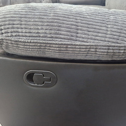 Rio Jumbo Cord Recliner Corner Sofa With Cupholders - Manual Reclining - Recliner Corner Sofa (Corner - Grey/Black)