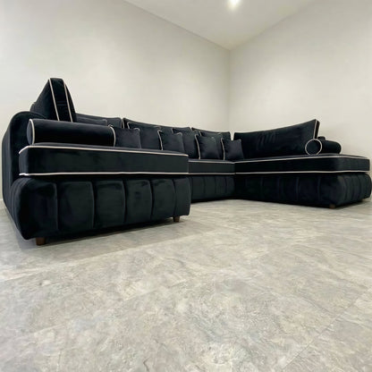 Lilly U-Shape Sofa with PremiumHandcrafted Piping | Luxury Fabric Corner Sofa UK