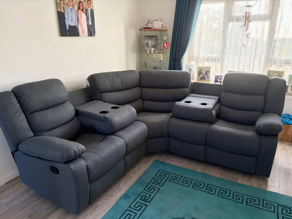 Luxury Fabric Recliner Sofa UK | Corner & 3+2 Sofa Set | Grey, Dark Grey