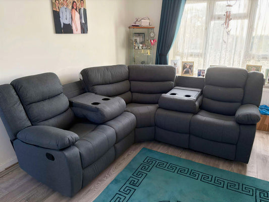 Luxury Fabric Recliner Sofa UK | Corner & 3+2 Sofa Set | Grey, Dark Grey