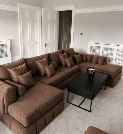 Lilly U-Shape Sofa with PremiumHandcrafted Piping | Luxury Fabric Corner Sofa UK