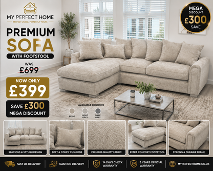 Premium Corner Sofa with Footstool – Only £399