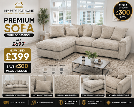 Premium Corner Sofa with Footstool – Only £399