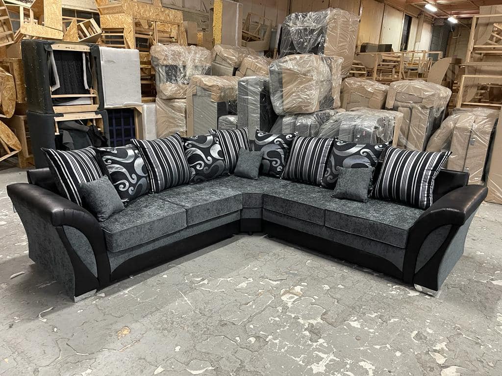 Shanon Corner Sofa Black/Grey, 240cmx240cm, bs101