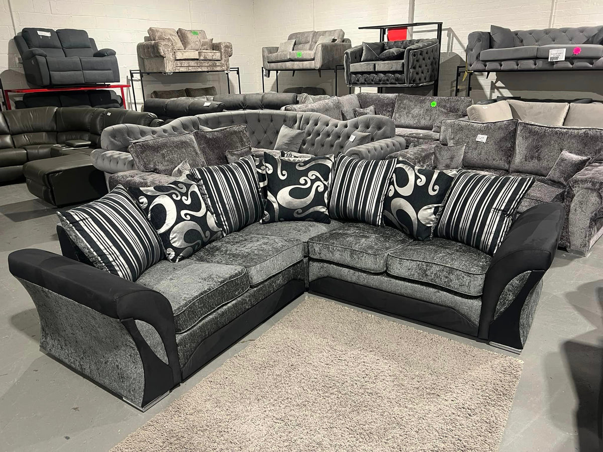 Shanon Corner Sofa Black/Grey, 240cmx240cm, bs101