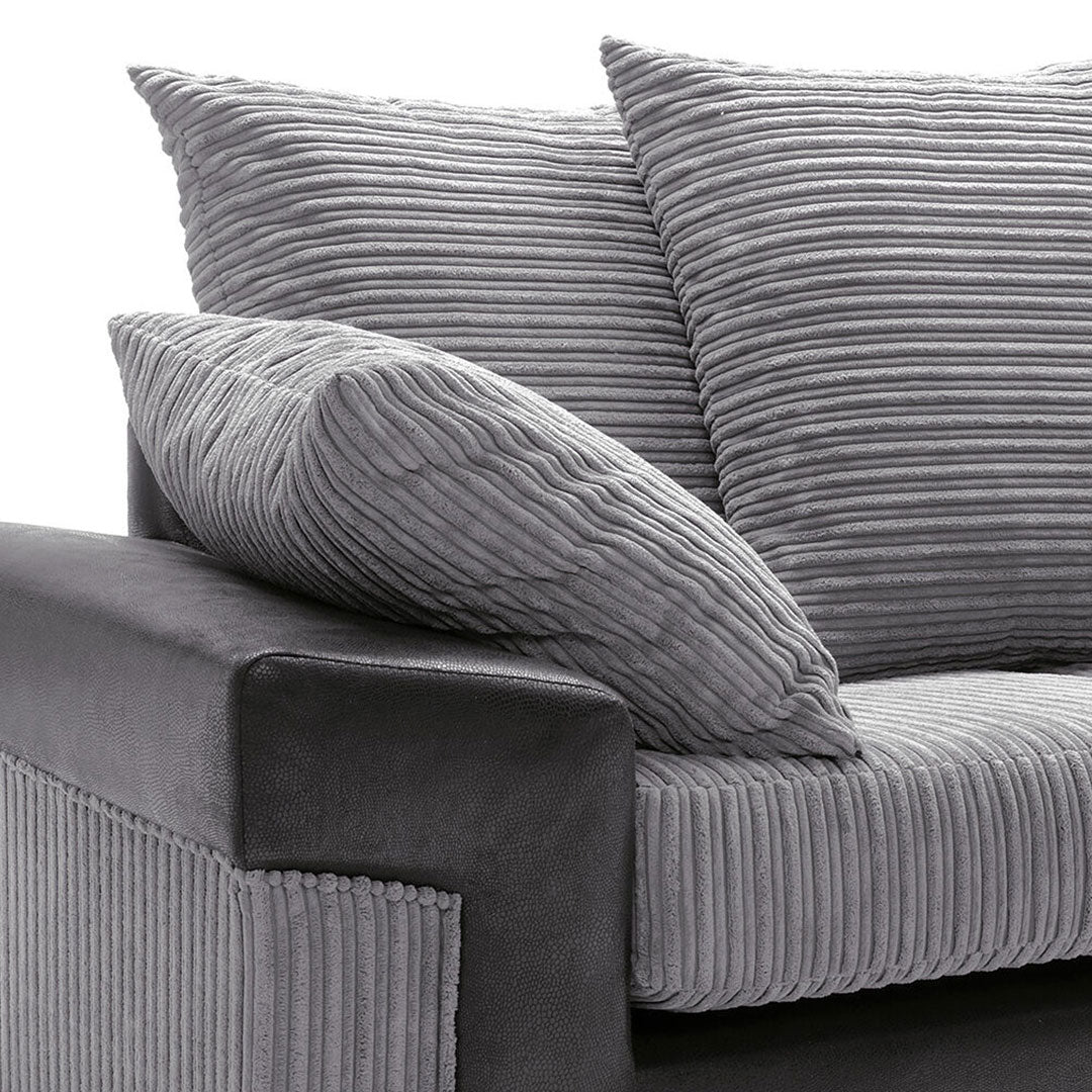 Sleepkings Dino 3 Seater 2 Seater Upholstered Combination Fabric Black Grey (Black & Grey, 3+2 Seater Set)