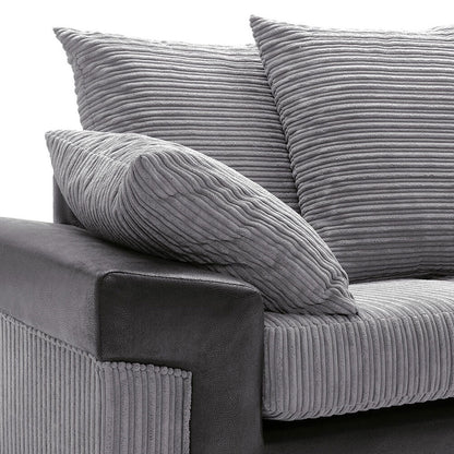 Sleepkings Dino 3 Seater 2 Seater Upholstered Combination Fabric Black Grey (Black & Grey, 3+2 Seater Set)