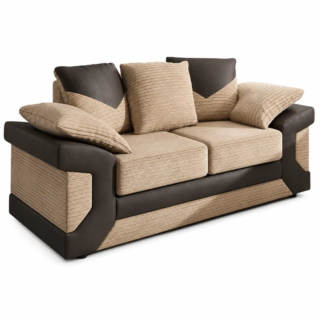 Sleepkings Dino 3 Seater 2 Seater Upholstered Combination Fabric Black Grey (Black & Grey, 3+2 Seater Set)