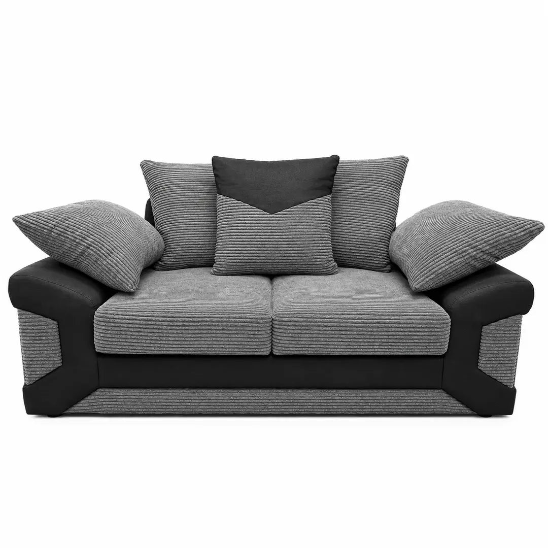 Sleepkings Dino 3 Seater 2 Seater Upholstered Combination Fabric Black Grey (Black & Grey, 3+2 Seater Set)