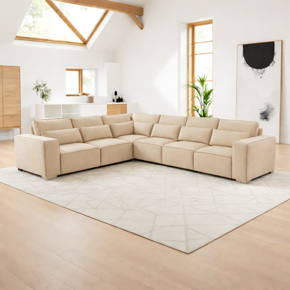 7 Seater Corner Sofa | Sloane Fabric L Shaped Sofa