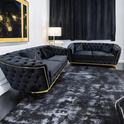 Toronto Chesterfield Sofa 3+2 Black & Gold () LTD