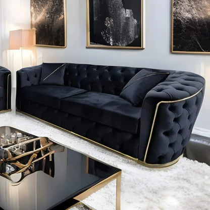 Toronto Chesterfield Sofa 3+2 Black & Gold () LTD