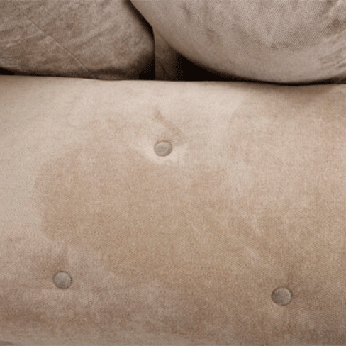 Verona mink fabric corner sofa with button-tufted scroll arms