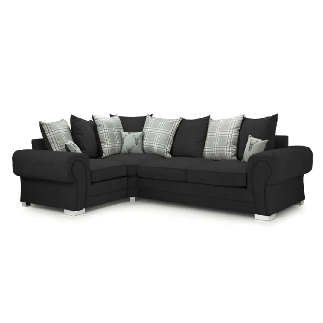 Verona Scatter back 4 seater sofa Black Right and Left Hand Facing Corner