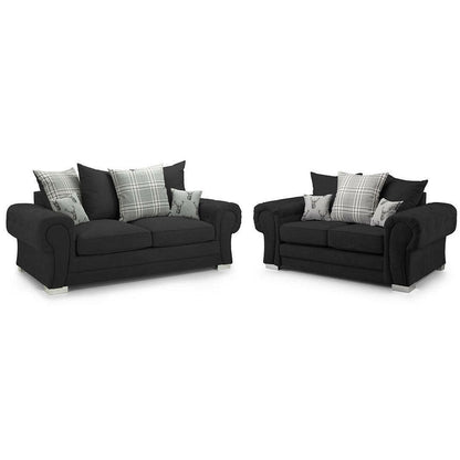 Verona sofa 3+2 Seater Scatter Back Black