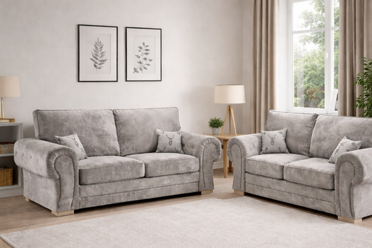 Verona Light Grey Fabric 2+3 Seater Sofa Set – Luxury Family Living Room Sofa Suite UK