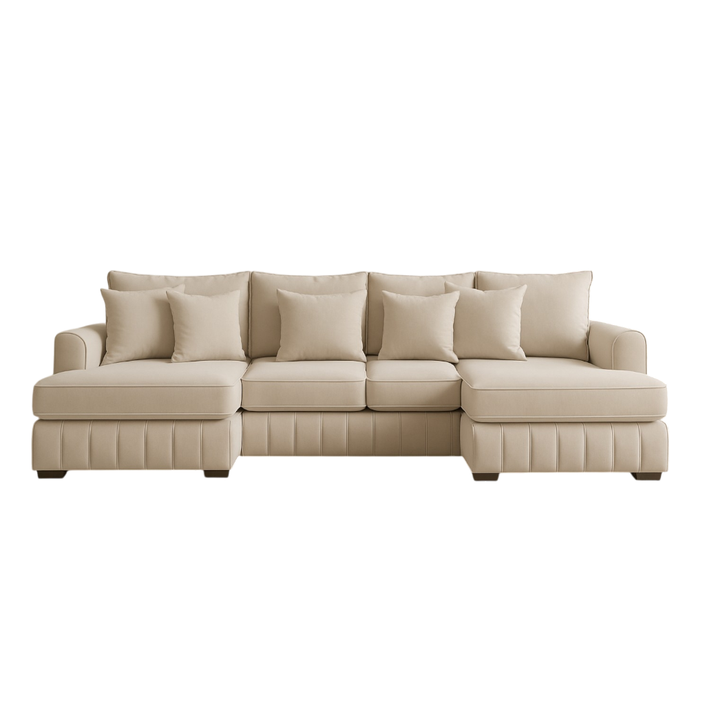 Light Cream U Shape Sofa UK – Lilly Large Corner Sofa with Deep Seating for Modern Living Rooms