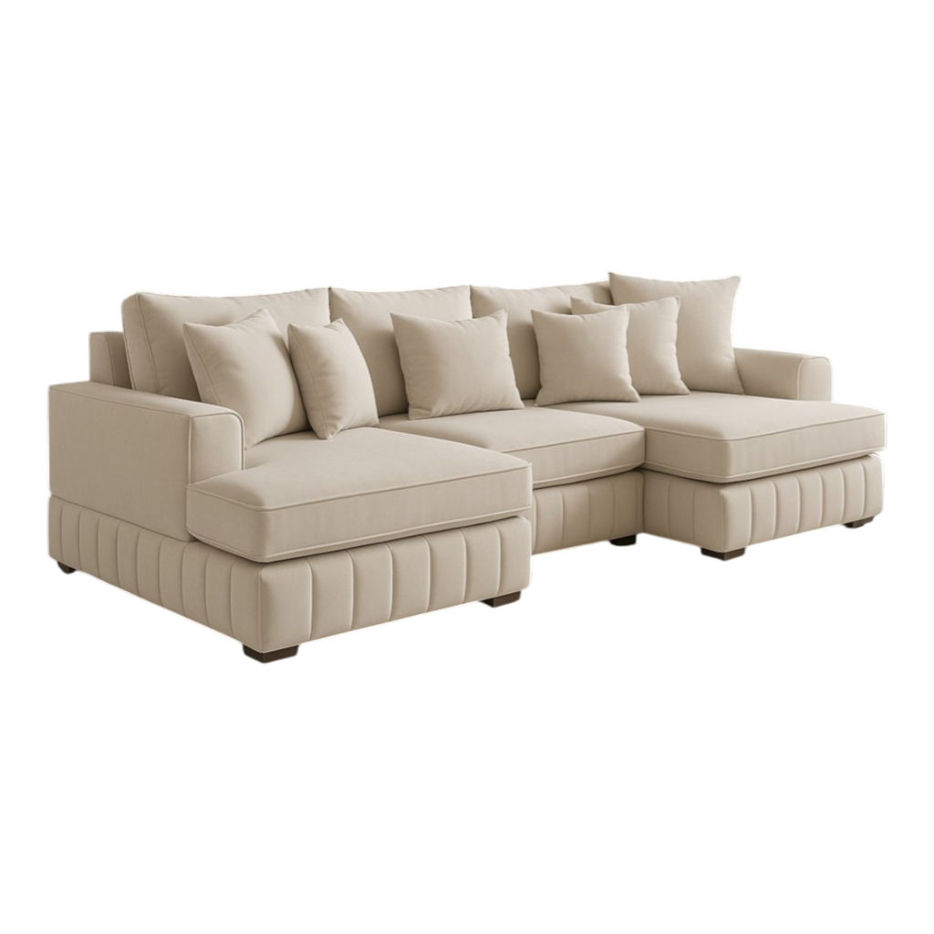 Light Cream U Shape Sofa UK – Lilly Large Corner Sofa with Deep Seating for Modern Living Rooms