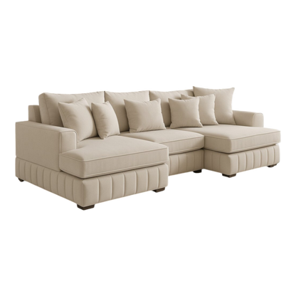 Light Cream U Shape Sofa UK – Lilly Large Corner Sofa with Deep Seating for Modern Living Rooms