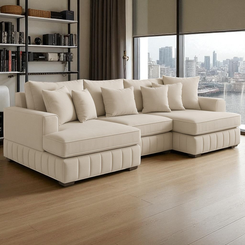 Light Cream U Shape Sofa UK – Lilly Large Corner Sofa with Deep Seating for Modern Living Rooms