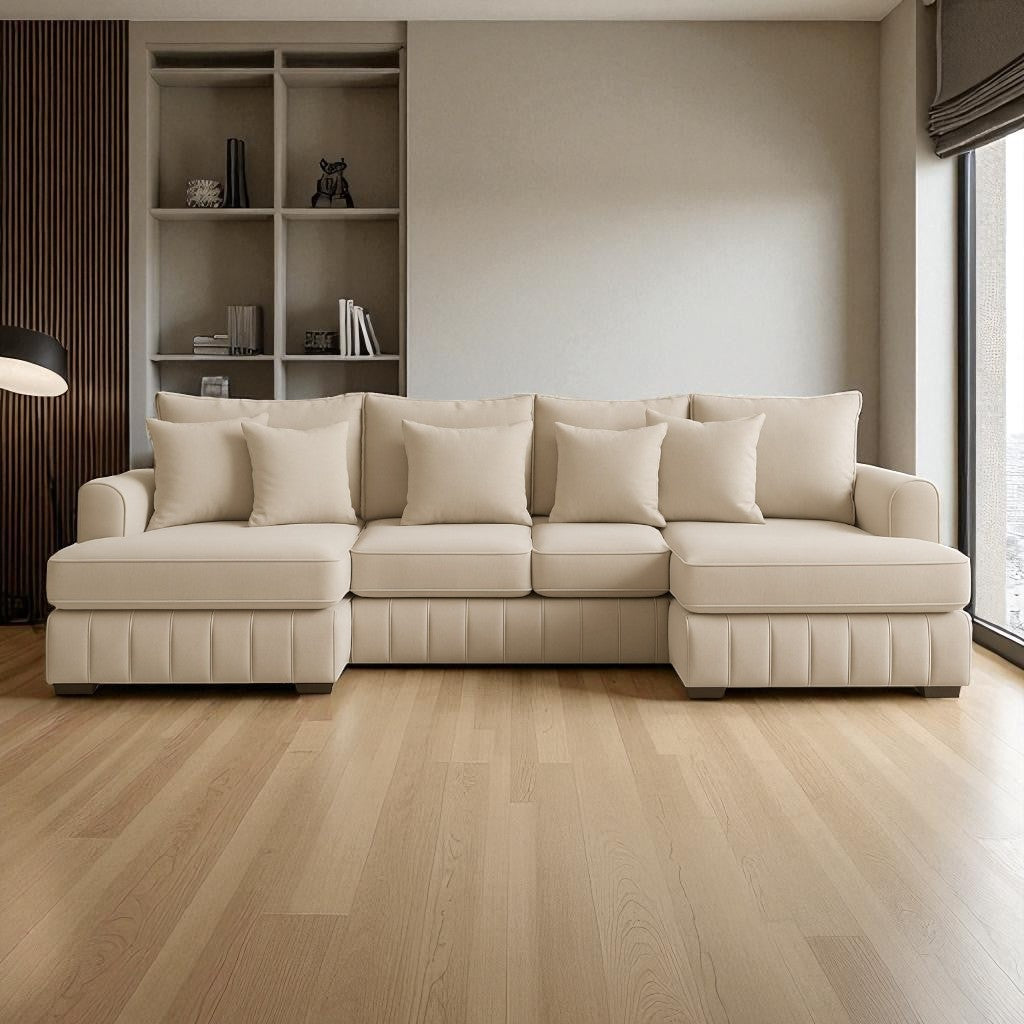 Light Cream U Shape Sofa UK – Lilly Large Corner Sofa with Deep Seating for Modern Living Rooms