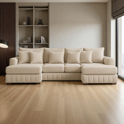 Light Cream U Shape Sofa UK – Lilly Large Corner Sofa with Deep Seating for Modern Living Rooms